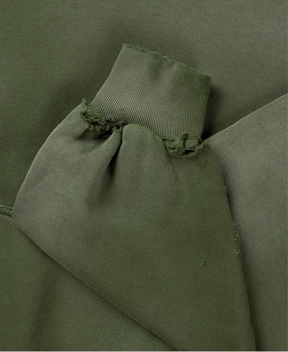 450 GSM 'Faded Olive' Distressed Hoodie