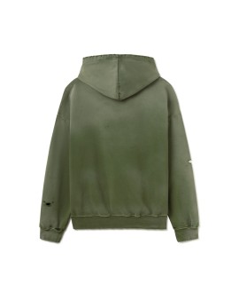 600 GSM 'Faded Olive' Distressed Hoodie