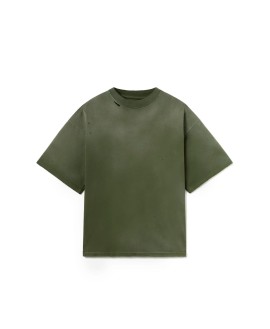 300 GSM 'Faded Olive' Distressed T-Shirt