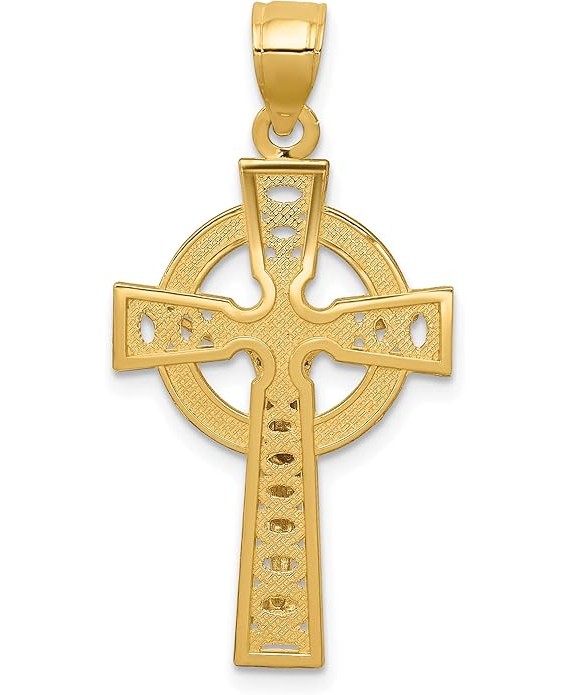 14K Solid Two Tone Gold Iona Lord Jesus Christ Crucifix Holy Cross Necklace Heart Love Irish Claddagh Celtic Religious Chain Pendant Charm Jewelry