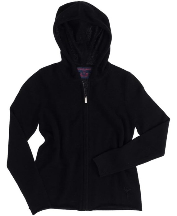 Men's Hoodie - Pure Cashmere Full-Zip Sweatshirt No Pockets Long Sleeves Hand-Knitted