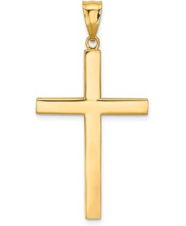 Solid 14k Yellow Gold Cross Crucifix Pendant (40mm x 21mm)