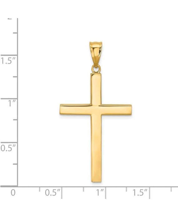 Solid 14k Yellow Gold Cross Crucifix Pendant (40mm x 21mm)