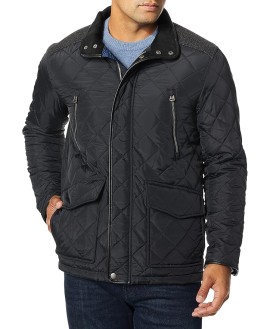 Men's Quilted Jacket with Wool Yoke