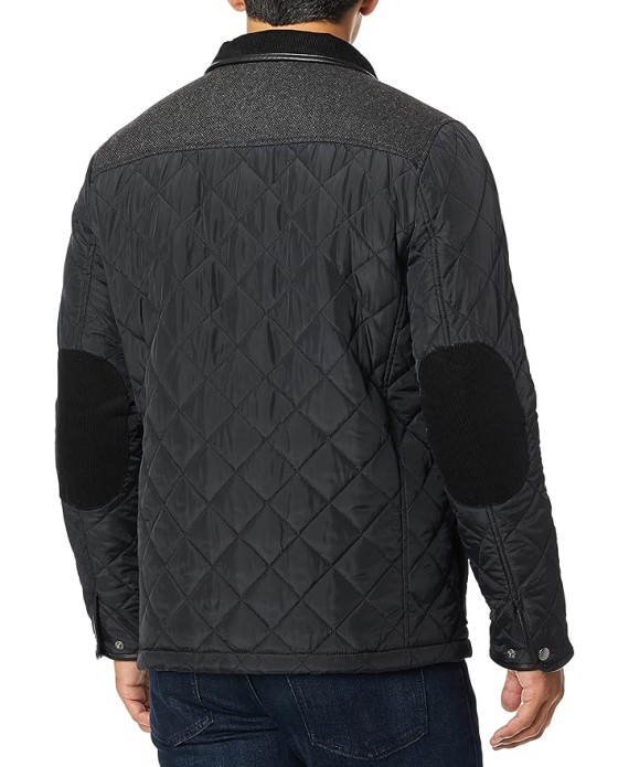 Men's Quilted Jacket with Wool Yoke