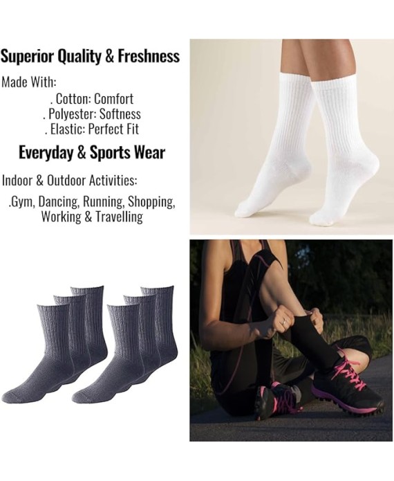 180 Pairs Men's Athletic Crew Socks - Bulk Wholesale Packs - Any Shoe Size