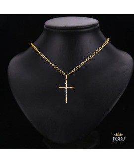 14K Two Tone Gold Crucifix Cross Charm Pendant - Jesus Engraved Cross Pendant - Features Polished Finish - Spiritual Symbol for Christianity - Great Gift for Men & Women, 1.7 Grams, 50 x 25 mm