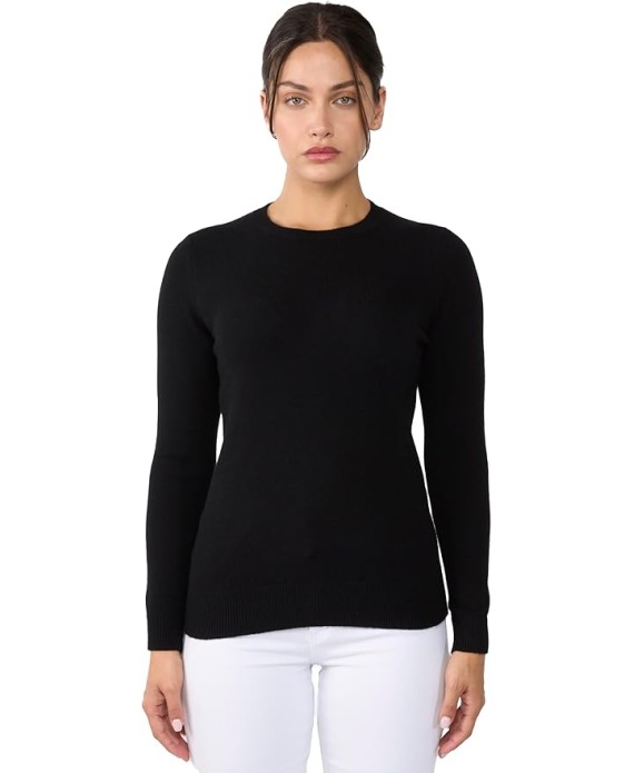 Womens 3-ply Cashmere Crewneck Sweater | Winter Cozy Cashmere Sweaters for Women