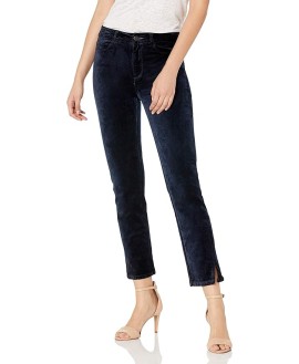 Women's Cindy High Rise Perfectly Straight Lustrous Velvet Pant W/Twisted Seam Split