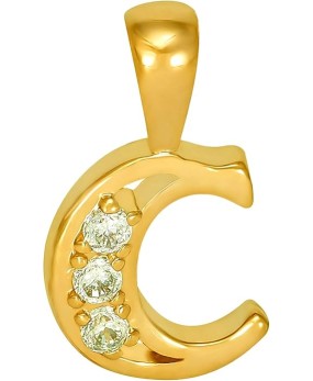 Small Initial Cubic Zirconia Letter Necklace Chain 24k Gold Plated