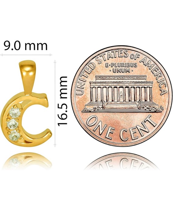 Small Initial Cubic Zirconia Letter Necklace Chain 24k Gold Plated