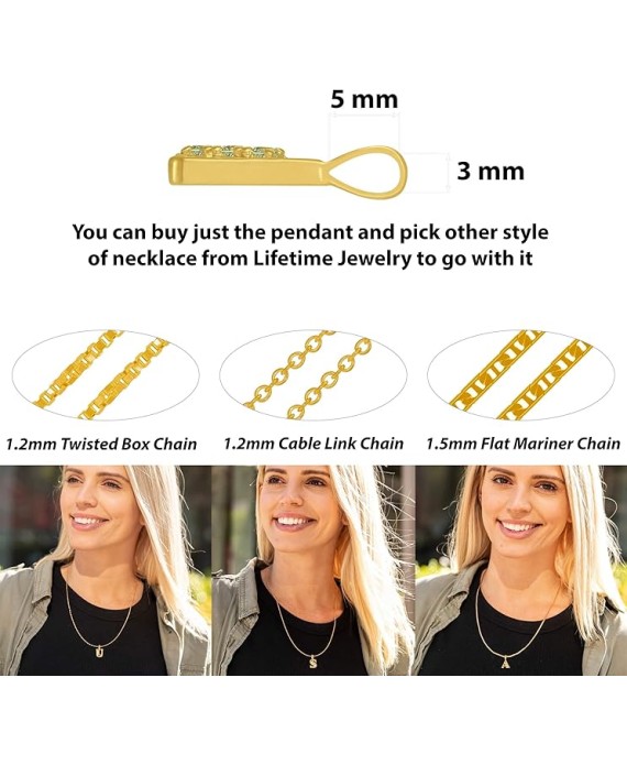 Small Initial Cubic Zirconia Letter Necklace Chain 24k Gold Plated