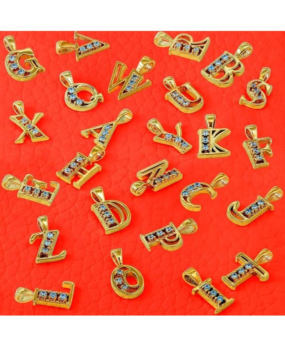 Small Initial Cubic Zirconia Letter Necklace Chain 24k Gold Plated