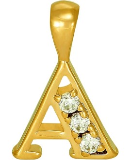 Small Initial Cubic Zirconia Letter Necklace Chain 24k Gold Plated