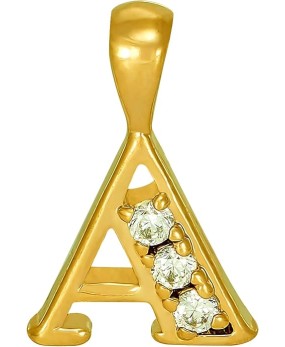 Small Initial Cubic Zirconia Letter Necklace Chain 24k Gold Plated