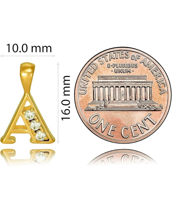 Small Initial Cubic Zirconia Letter Necklace Chain 24k Gold Plated