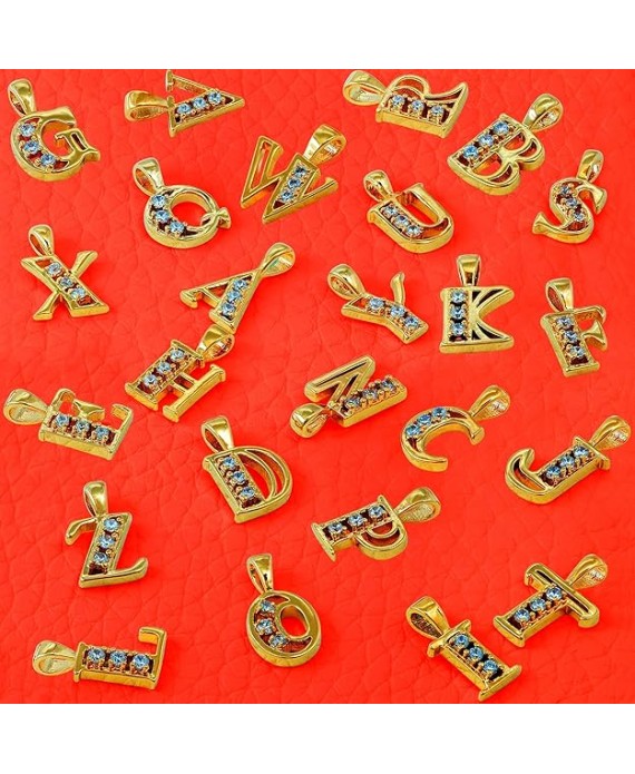 Small Initial Cubic Zirconia Letter Necklace Chain 24k Gold Plated