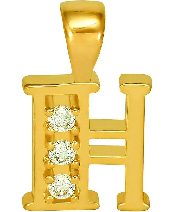 Small Initial Cubic Zirconia Letter Necklace Chain 24k Gold Plated