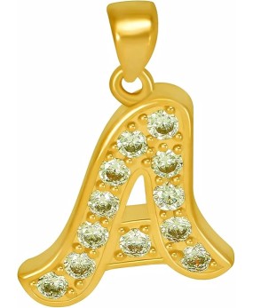Small Initial Cubic Zirconia Letter Necklace Chain 24k Gold Plated