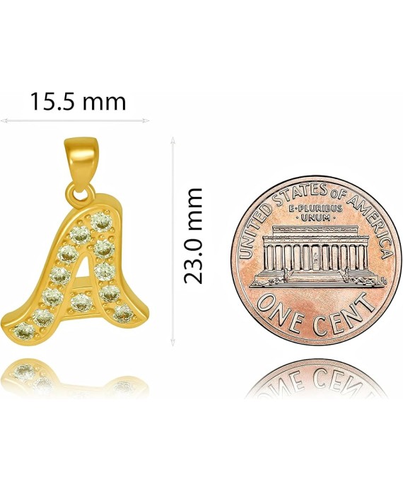 Small Initial Cubic Zirconia Letter Necklace Chain 24k Gold Plated