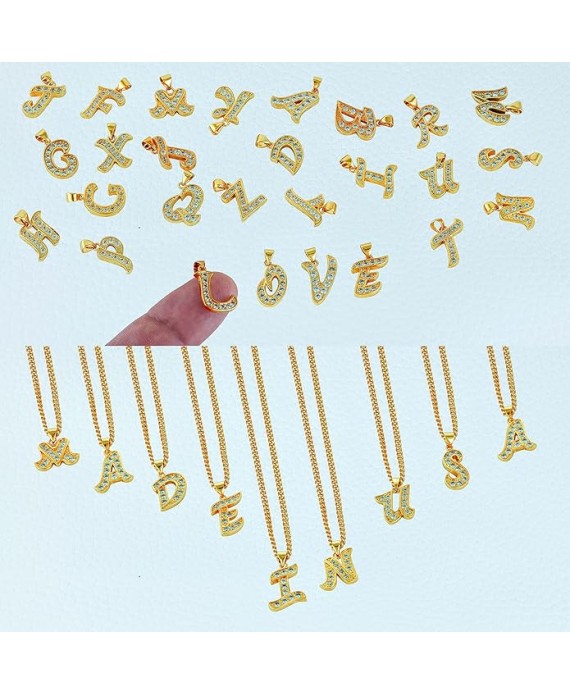 Small Initial Cubic Zirconia Letter Necklace Chain 24k Gold Plated