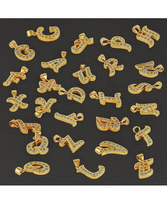 Small Initial Cubic Zirconia Letter Necklace Chain 24k Gold Plated