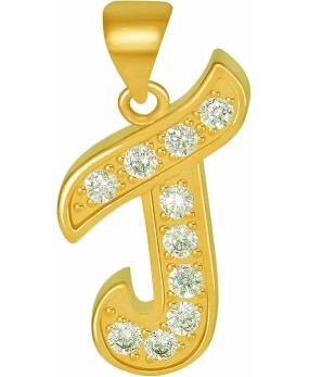 Small Initial Cubic Zirconia Letter Necklace Chain 24k Gold Plated