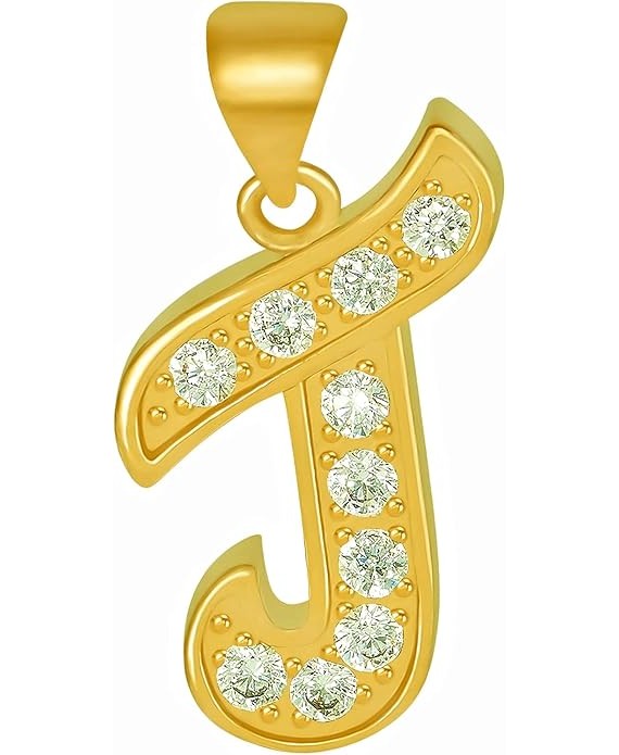Small Initial Cubic Zirconia Letter Necklace Chain 24k Gold Plated