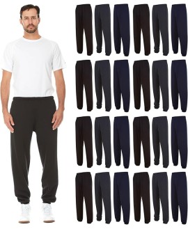 24 Pack Adult Joggers Pants, Mixed Assortment Colorful Jogger Bulk Sweatpants Wholesale for Donations, Homeless