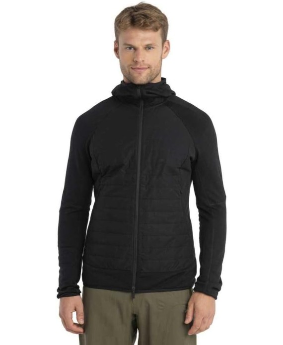 Men's Quantum Hybrid Long Sleeve Zip Hoodie, Small, Black