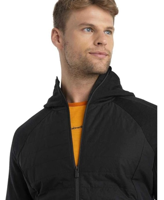 Men's Quantum Hybrid Long Sleeve Zip Hoodie, Small, Black