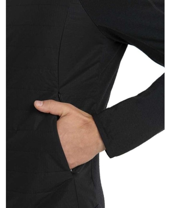 Men's Quantum Hybrid Long Sleeve Zip Hoodie, Small, Black