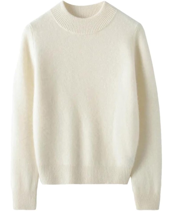 Cashmere Sweaters Women Loose Mock Neck Solid Sweater Fall Winter Pullover Knitwear