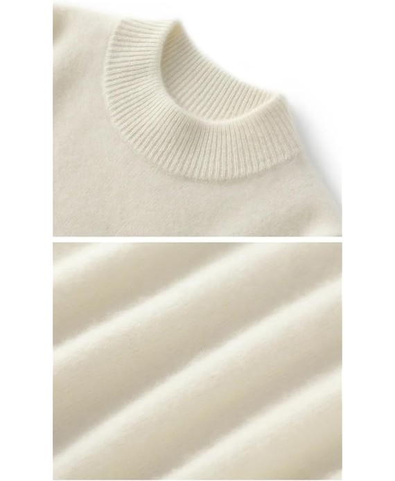 Cashmere Sweaters Women Loose Mock Neck Solid Sweater Fall Winter Pullover Knitwear