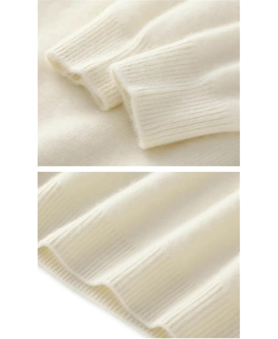Cashmere Sweaters Women Loose Mock Neck Solid Sweater Fall Winter Pullover Knitwear