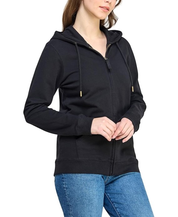 Women's GOTS Certified 100% Organic Cotton Sweatshirts Zip Up Hoodies Jacket with Pocket