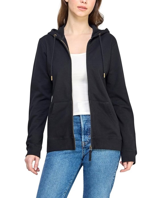 Women's GOTS Certified 100% Organic Cotton Sweatshirts Zip Up Hoodies Jacket with Pocket