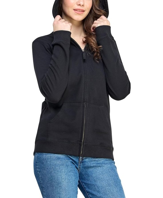 Women's GOTS Certified 100% Organic Cotton Sweatshirts Zip Up Hoodies Jacket with Pocket
