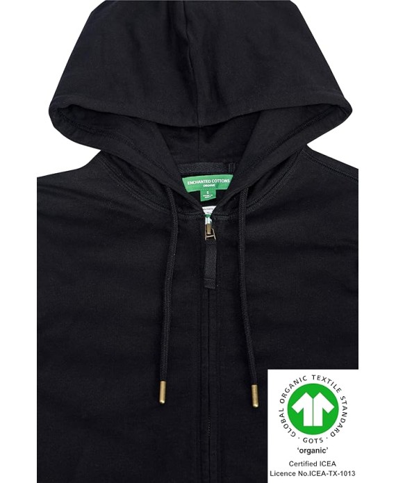 Women's GOTS Certified 100% Organic Cotton Sweatshirts Zip Up Hoodies Jacket with Pocket