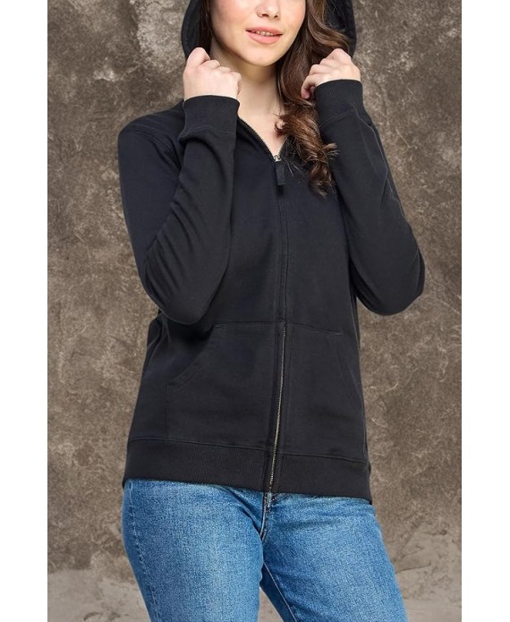 Women's GOTS Certified 100% Organic Cotton Sweatshirts Zip Up Hoodies Jacket with Pocket
