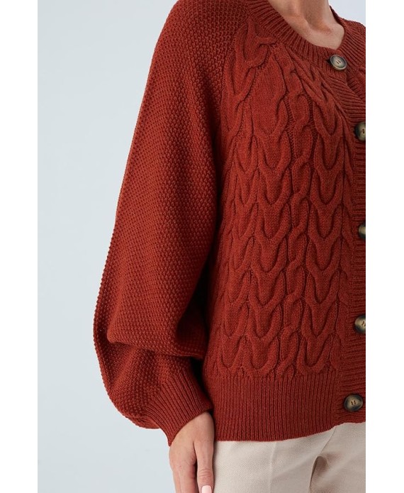May Cardigan Braided Buttoned Loose Cut Women's Knitwear Cardigan