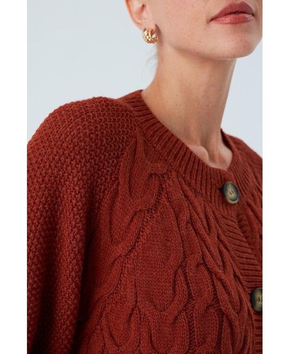 May Cardigan Braided Buttoned Loose Cut Women's Knitwear Cardigan