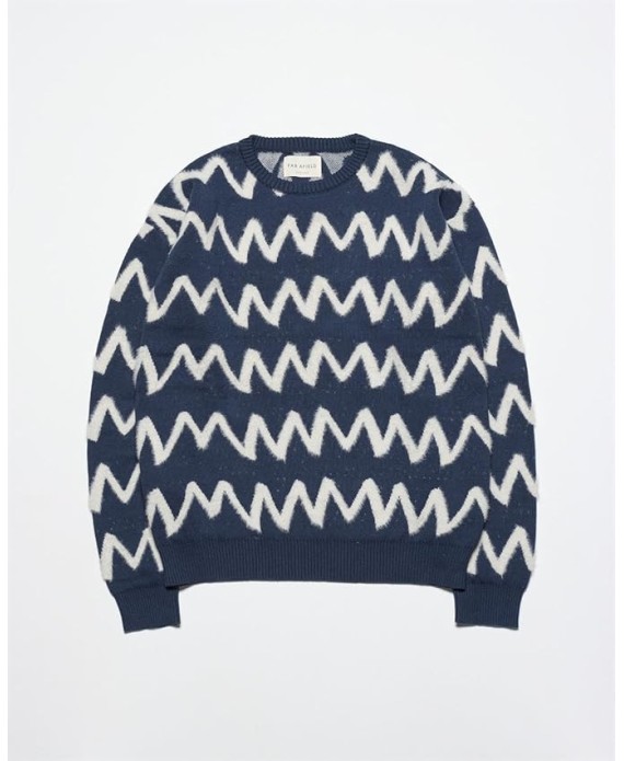 Far Afield Drop Shoulder KNITZIG Crew Neck Standard Cut Zigzag Pattern Men's Knitwear Sweater