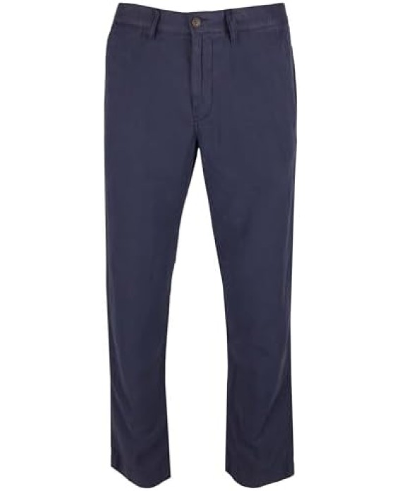 Men's Straight Fit Linen Cotton Pants NVY 33x30