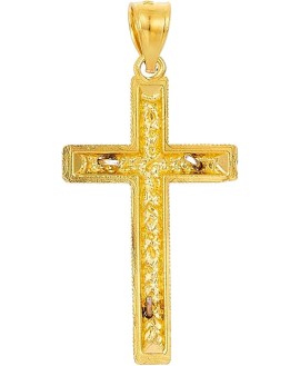 14k Two Tone Gold Crucifix Cross Religious Charm Pendant