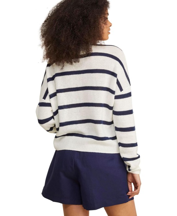 Women's Linen Cashmere Lace-up Crewneck Sweater