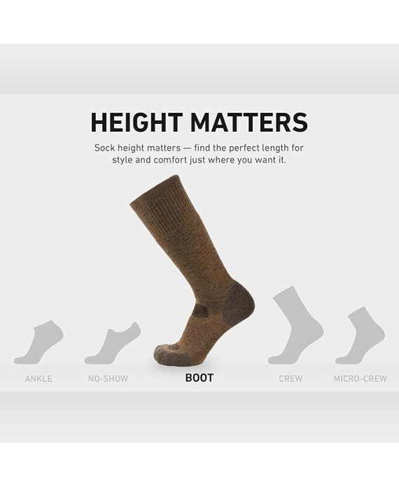 Wool Boot Socks - Merino Wool Socks Made in The USA - Lightweight Wool Hiking Socks - Warm Boot Socks for Men and Women