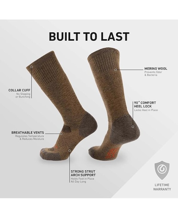 Wool Boot Socks - Merino Wool Socks Made in The USA - Lightweight Wool Hiking Socks - Warm Boot Socks for Men and Women