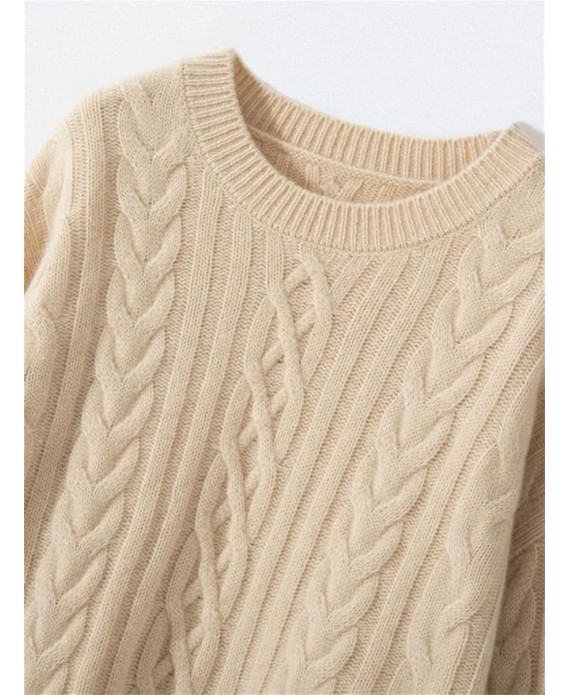 Women O-Neck Pullover Sweater Cashmere Sweater Knitwear Long Sleeves Tops