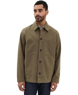 Men's Slub Cotton Linen Utility Chore Jacket